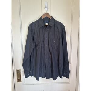 Wrangler Striped Pearl Snap Button Western Shirt Mens Size XL Black Cowboy Rodeo